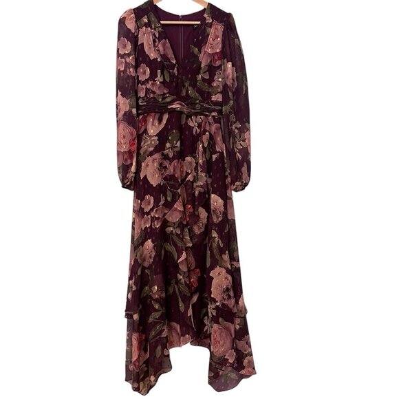 XSCAPE Womens Maxi Dress 4 Floral Asymmetric Cottagecore Ethereal Festival Boho - Picture 1 of 8